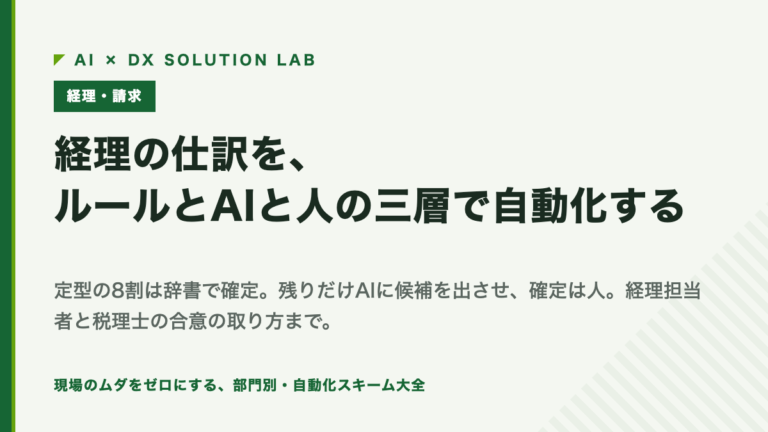 経理の仕訳を自動化する｜摘要辞書とAIと人の三層で、経理担当者と税理士が納得する仕組みにする