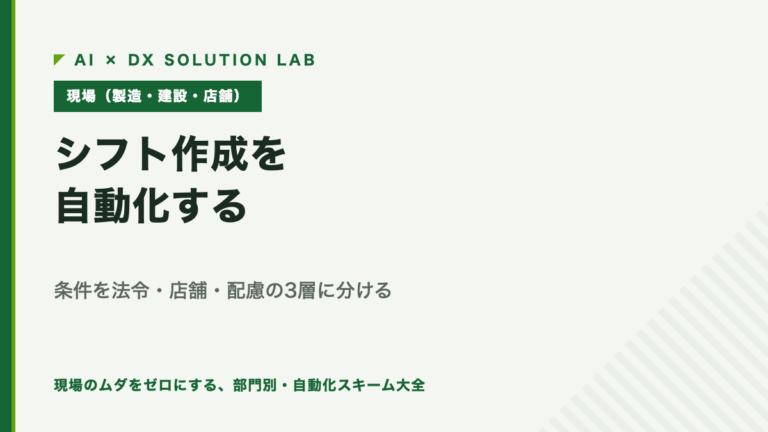 シフト作成を自動化する｜条件を法令・店舗・配慮の3層に分け、配慮の調整だけを人が決める