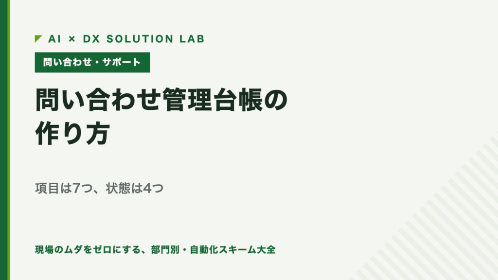 問い合わせ管理台帳の作り方｜項目は7つ、状態は4つ
