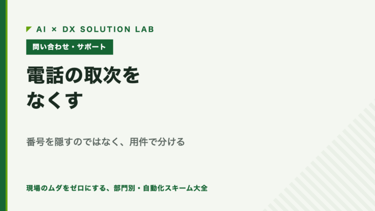 電話の取次をなくす｜番号を隠すのではなく、用件で分ける