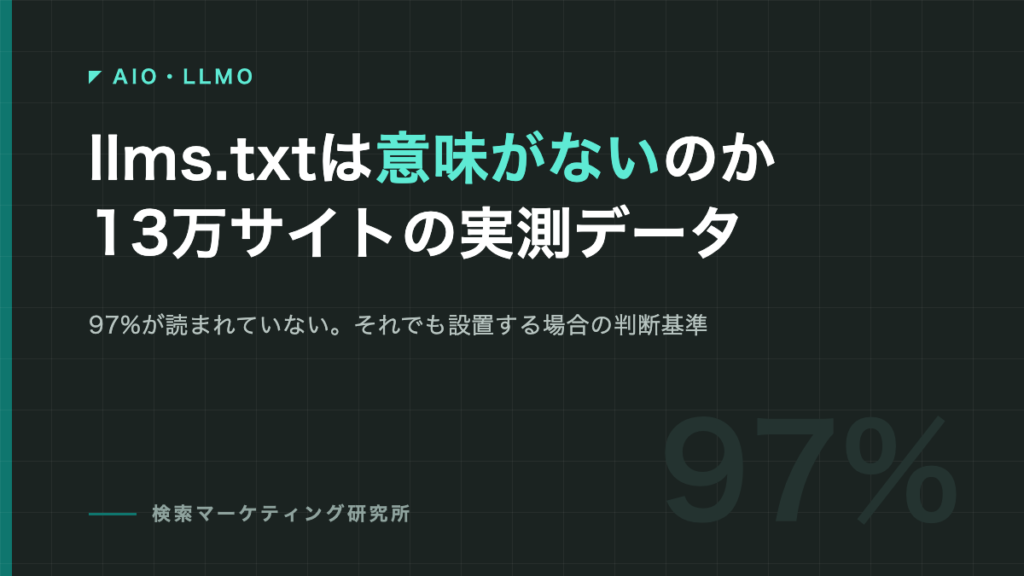llms.txtは意味がないのか 13万サイトの実測データ