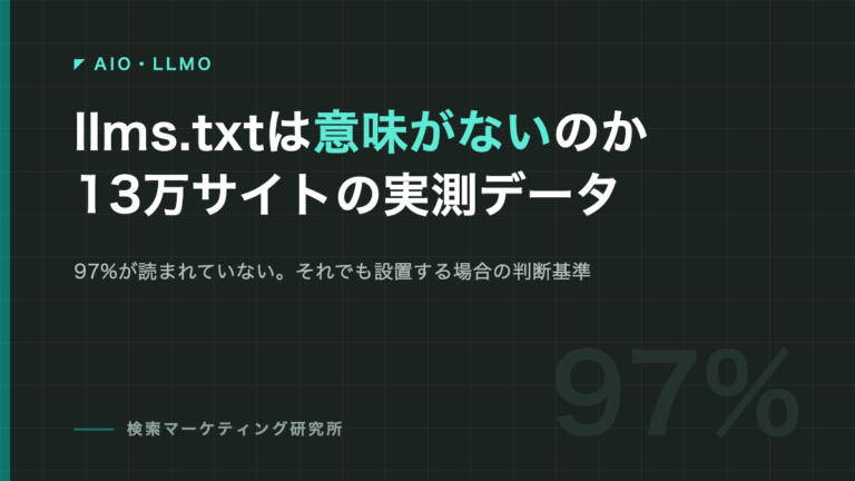 llms.txtは意味がないのか｜13万サイトの実測で97%が読まれていない。それでも設置する場合の判断基準