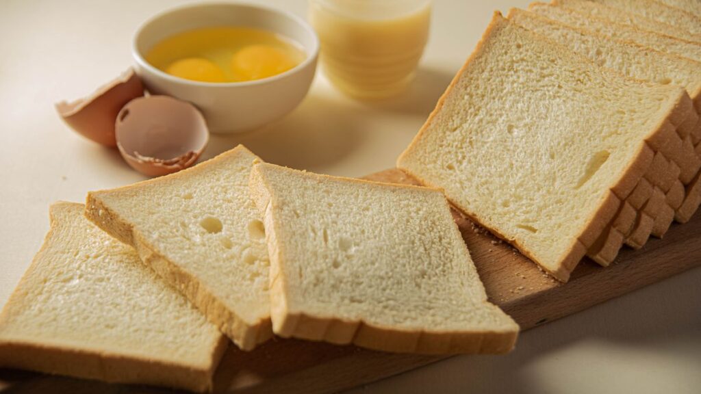 食パンと卵、牛乳が並んだ朝食の食卓。朝食という習慣を整えるイメージ